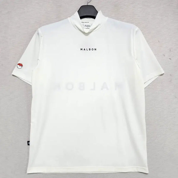 [BUNJANG] Malbon Mock Neck Golf T-Shirt White Size M (95) / 말본 모크넥 골프티셔츠 남자95사이즈ㅡ1231ㅁㅁ