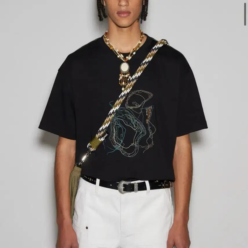 [BUNJANG] Andersson Bell Unisex AB Island Embroidery Black T-Shirt L / L) 앤더슨 벨 유니섹스 AB 아일랜드 엠보더리 블랙 티셔츠