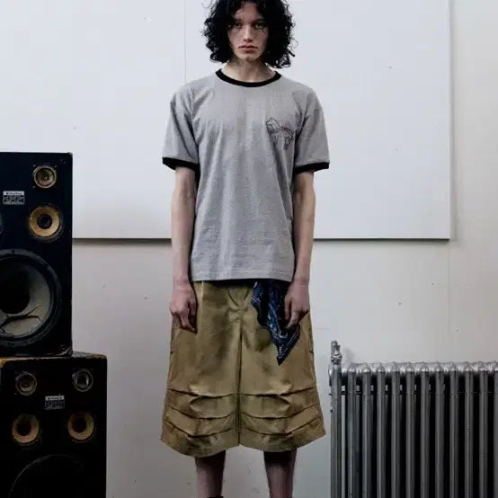 [BUNJANG] The Vinyl House Ringer T-Shirt Grey L / 더바이닐하우스 반팔 링거티 그레이