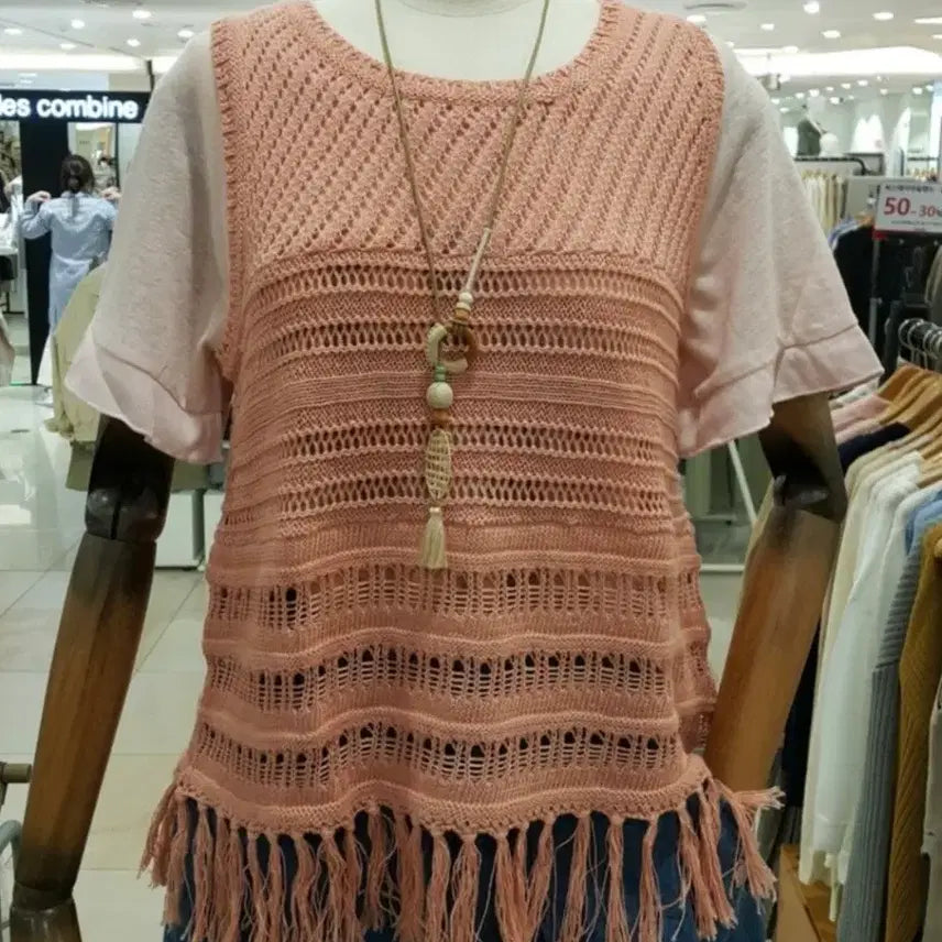 [BUNJANG] Thursday Island Coral Knit Vest / 새옷 S 밑단수술 짜임 베스트 써스데이아일랜드 코랄색상