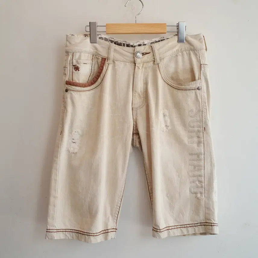 [BUNJANG] GOTCHA SURF Embroidered Damage Shorts (Size 32) / GOTCHA SURF 데미지 자수 쇼츠 (32인치)