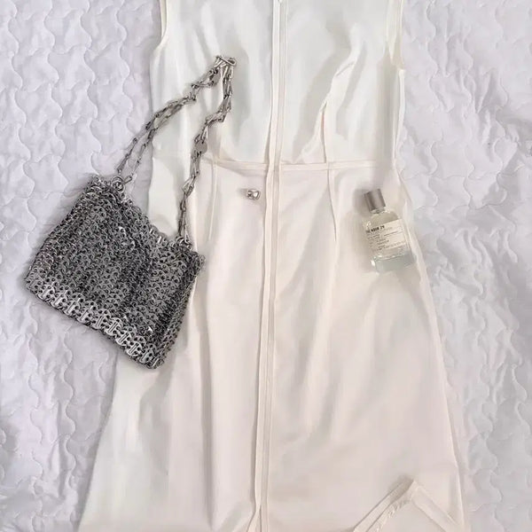 [BUNJANG] MM6 Maison Margiela Convertible Satin Midi Dress Off White / [미착용 새제품 택] MM6 마르지엘라 컨버터블 새틴 미디 드레스