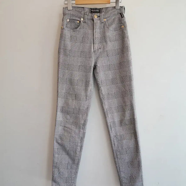 [BUNJANG] Versace Vintage 90s Checkered Cotton Pants (24-inch) / 90s VERSACE 베르사체 빈티지 체크패턴 코튼팬츠 (24인치)