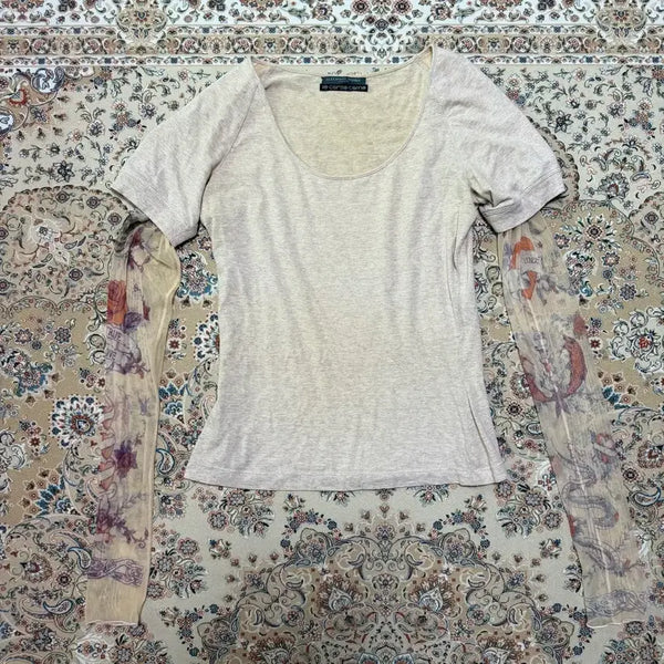 [BUNJANG] Alexander McQueen Mesh Tattoo T-Shirt / 알렉산더 맥퀸 메쉬 타투 티셔츠 Alexander Mcqueen