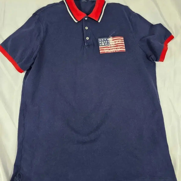 [BUNJANG] Polo Ralph Lauren Flag Logo Short Sleeve Polo Shirt / 폴로성조기PK반팔