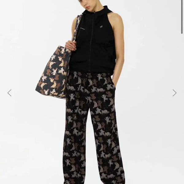 [BUNJANG] Glowny Teddy Contrast Tracksuit Pants Chocolate Bear L / 유일매물) 글로니 테디 콘트라스트 트랙수트 팬츠 초코 베어 L