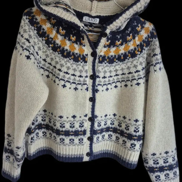 [BUNJANG] URAGO Jacquard Hooded Cardigan (Ivory) / 유라고 자카드 후드 가디건 (아이보리)