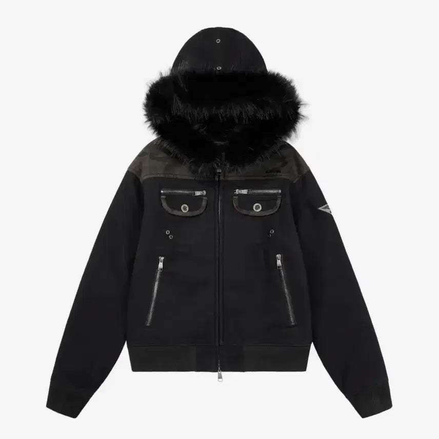 [BUNJANG] AAKAM Fur Camo Contrast Jacket Black / AAKAM Fur Camo Contrast Jacket (Black)