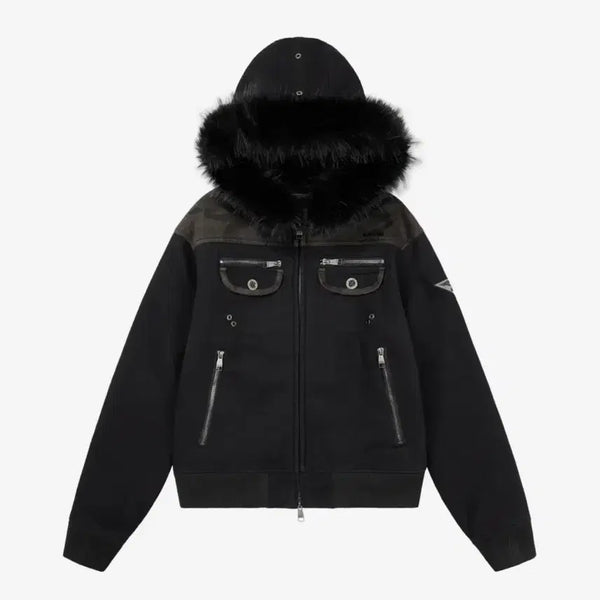 [BUNJANG] AAKAM Fur Camo Contrast Jacket Black / AAKAM Fur Camo Contrast Jacket (Black)
