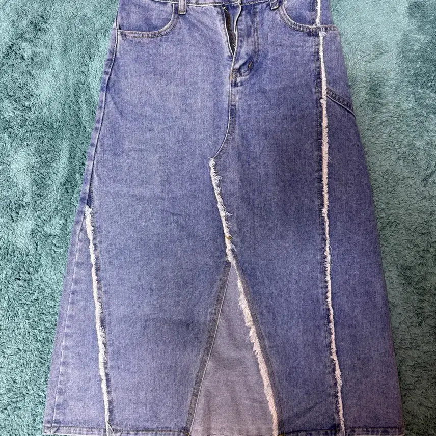 [BUNJANG] Denim Panel Long Skirt / 데님 절개 롱 스커트