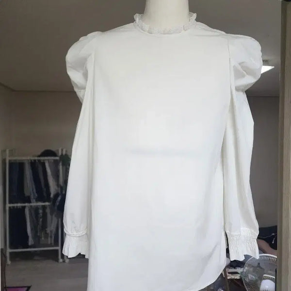 [BUNJANG] White Puff Sleeve Blouse / 화이트 퍼프 블라우스