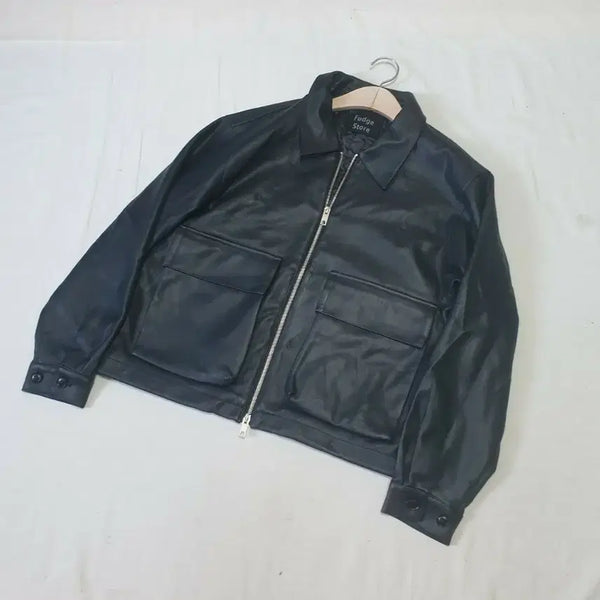 [BUNJANG] Lapparent Store Leather Jacket Black / 라퍼지스토어 레더 자켓 블랙