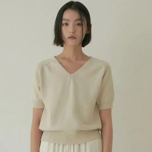 [BUNJANG] Ring Seoul V-Neck Cotton Knit Oatmeal / 링서울 v-neck cotton knit-오트밀
