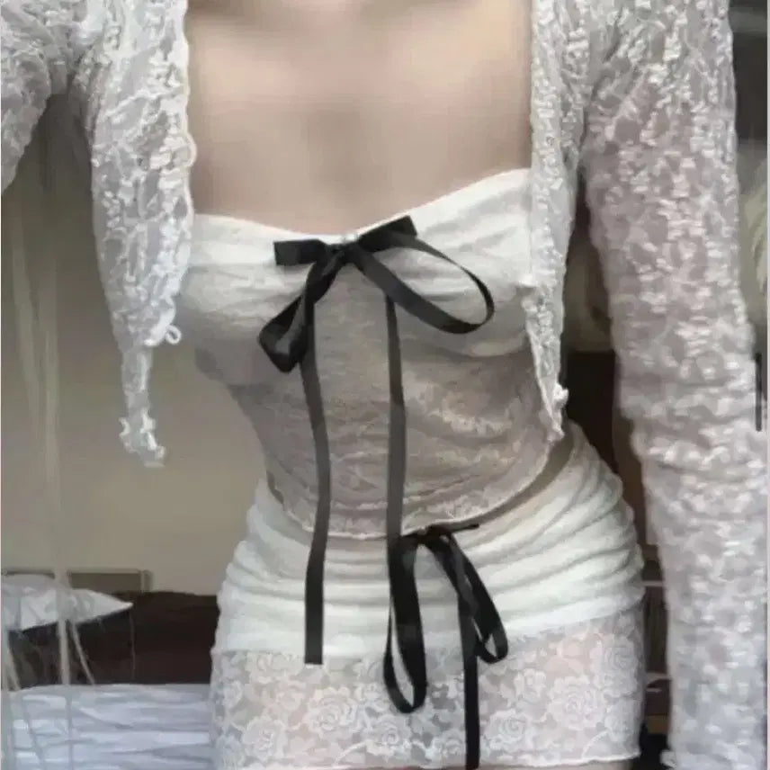 [BUNJANG] Szen Lace Two-Piece Set / 스젠 레이스 투피스