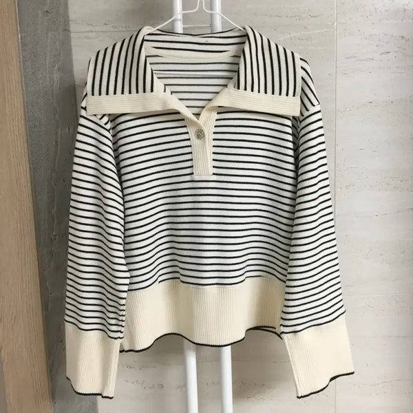 [BUNJANG] SJSJ Stripe Sailor Knit Top / 한섬 SJSJ 에스제이 스트라이프 세일러 니트 free