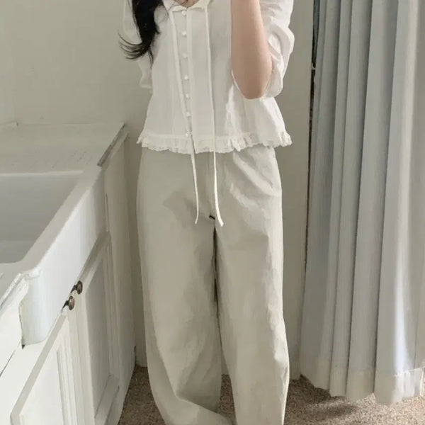 [BUNJANG] Able Richzigzag Summer Cover Fit Pants Mint S Size / 두민샵 썸머 커버 핏 팬츠 민트 와이드 롱 여름 바지 긴 에이블리지그재그