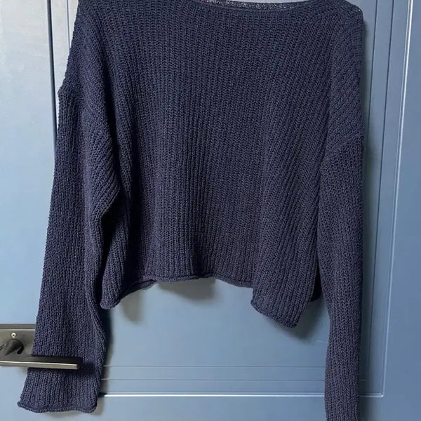 [BUNJANG] Shop Fairy Cropped Knit Navy / 샵페어리 크롭 니트 네이비