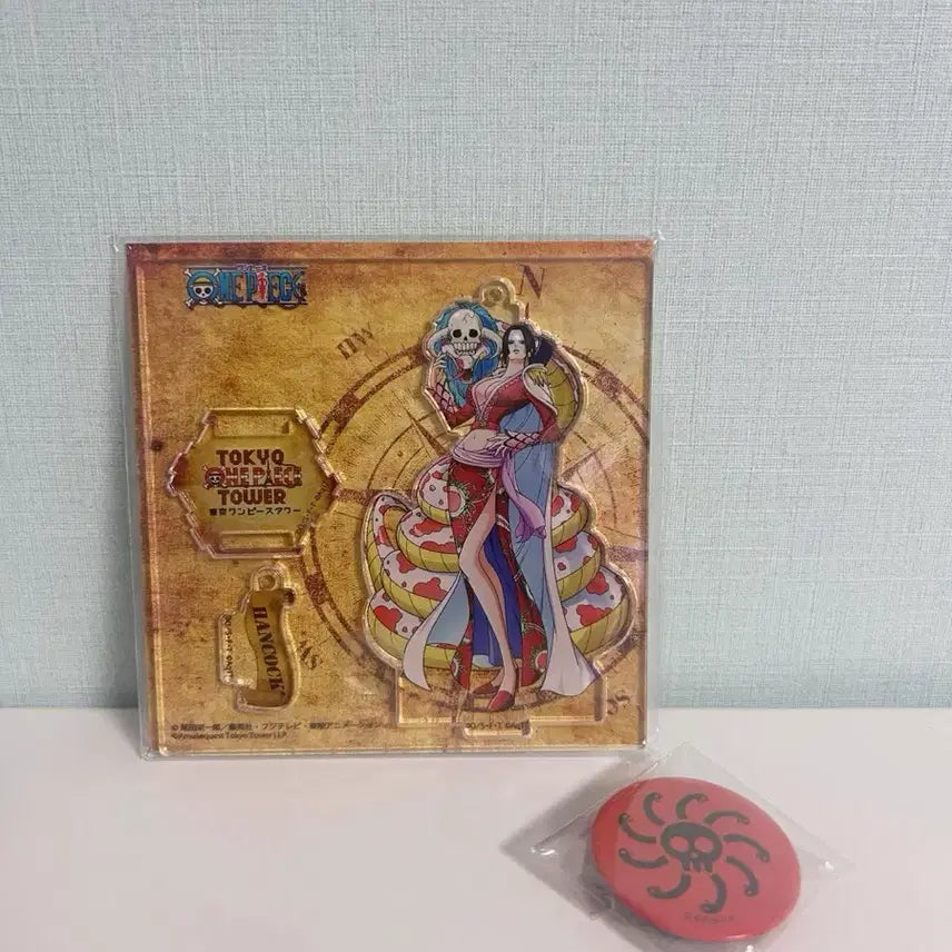[BUNJANG] One Piece Tokyo Tower Limited Acrylic Stand & Buggy Pirates Logo Can Badge Bundle Set / 일괄) 원피스 도쿄타워 한정 아크릴 +구사해적단 로고 캔뱃지