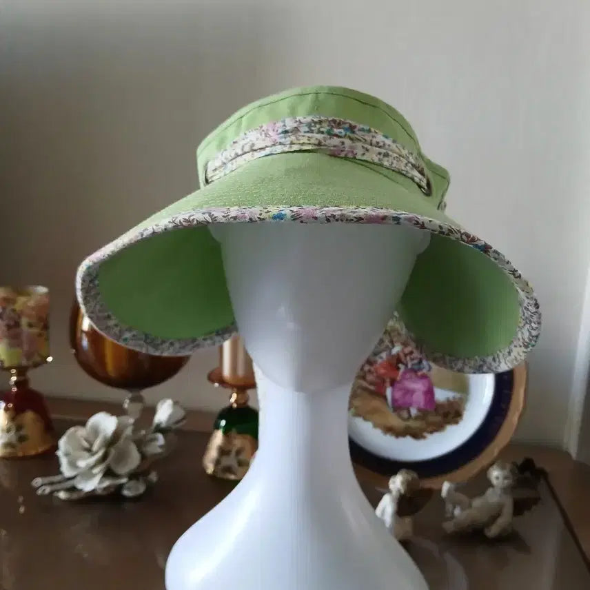 [BUNJANG] Floral Ribbon Golf Hat Green / 플로럴 리본 골프 모자 연두색