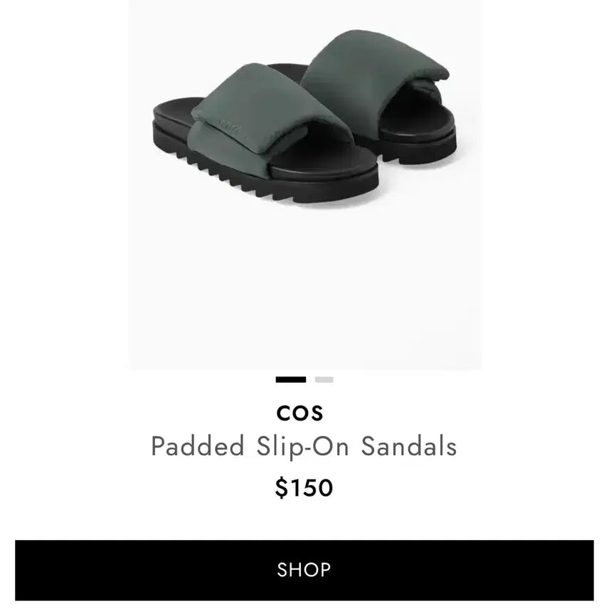 [BUNJANG] COS Padded Slip-On Sandals Green / COS 패딩 슬립온 샌들 그린