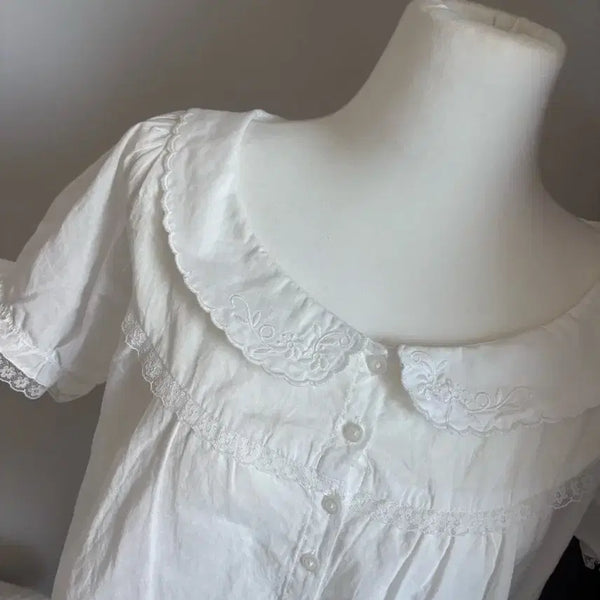 [BUNJANG] Brandy Melville White Collar Lace Shirt / 브랜디멜빌 화이트 카라 레이스 셔츠