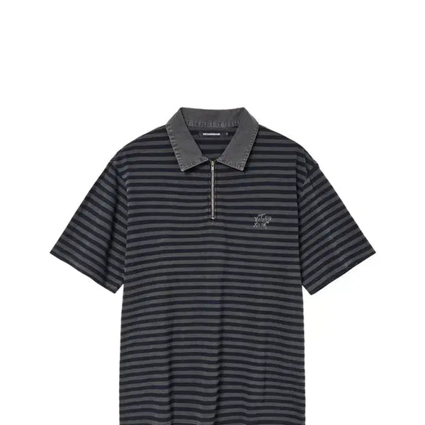 [BUNJANG] HAECHIROOM Stripe Short Sleeve Polo Shirt Navy Size 4 / 해칭룸 스트라이프 반팔 카라티 네이비 4사이즈