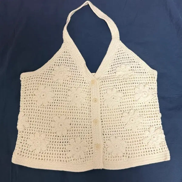 [BUNJANG] Thetis Crochet Flower Halterneck Top / 더티스 크로셰 플라워 홀터넥 탑 Thetis