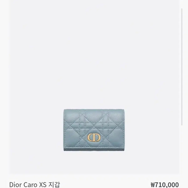 [BUNJANG] Dior Caro XS Wallet Cloud Blue Calfskin Leather / 디올 카로 xs 지갑 클라우드 블루