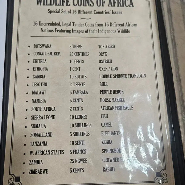 [BUNJANG] Africa 16 Nations Wildlife Coin Collection Book Set / 아프리카 16개국 야생동물 주화 북세트