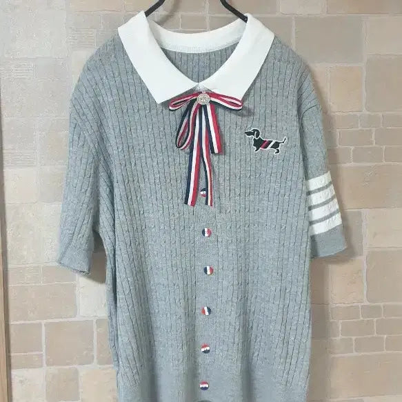 [BUNJANG] Women's Gray Collar Knit Sweater / 여성 회색카라니트(새옷)