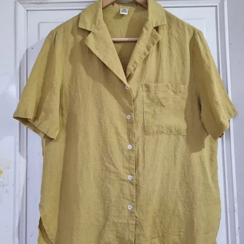 [BUNJANG] Linen Blouse Mustard Yellow / 여름 겨자색 고급스러운 핏이이쁜 마. 린넨. 블라우스
