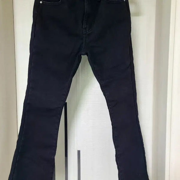 [BUNJANG] Black Denim Fleece Pants (Size M) / 블랙 데님 기모팬츠