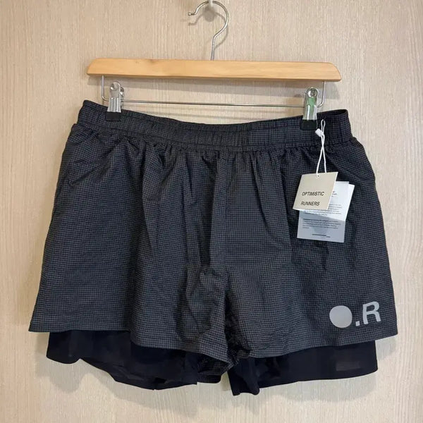[BUNJANG] Optimistic Runners Glossy Ripstop Shorts Black XL / 옵티미스틱러너스 글로시 립스탑 쇼츠 XL 블랙