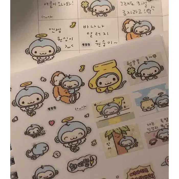 [BUNJANG] Bbokkujji Baby Blue Wonsingi Kiss Cut Sticker Sheet / 뽁뽁즈 베이비블루 원싱이 키스컷