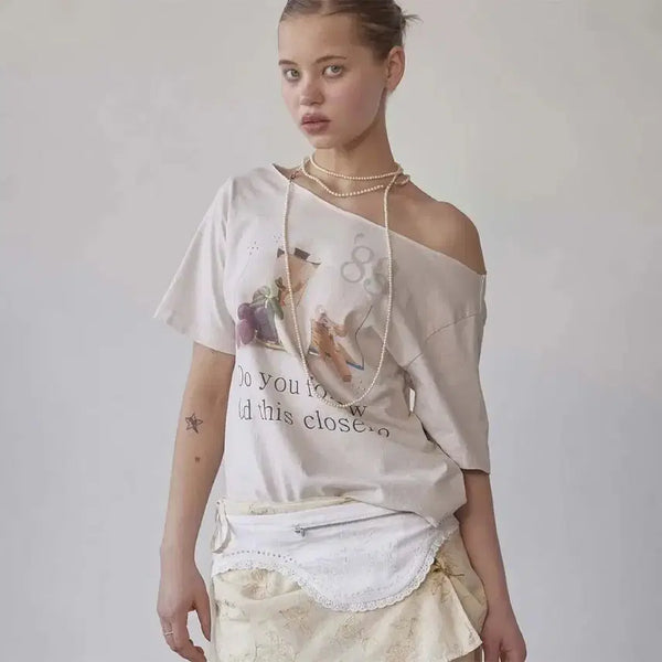 [BUNJANG] Sculptor Cut-out Off-shoulder T-shirt (White/M) / 스컬프터 컷아웃 오프숄더 티셔츠(화이트/M)