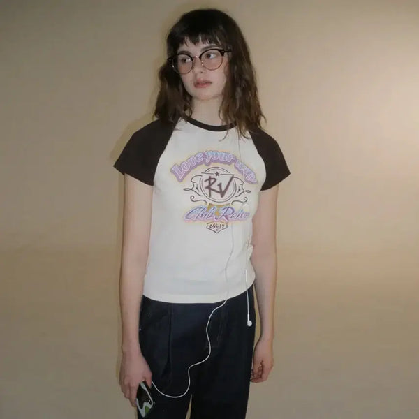 [BUNJANG] RAVE Raglan Short Sleeve T-shirt (Beige/M) / 레이브 슬리브 컬러웨이 나그랑 반팔티셔츠 (베이지/M