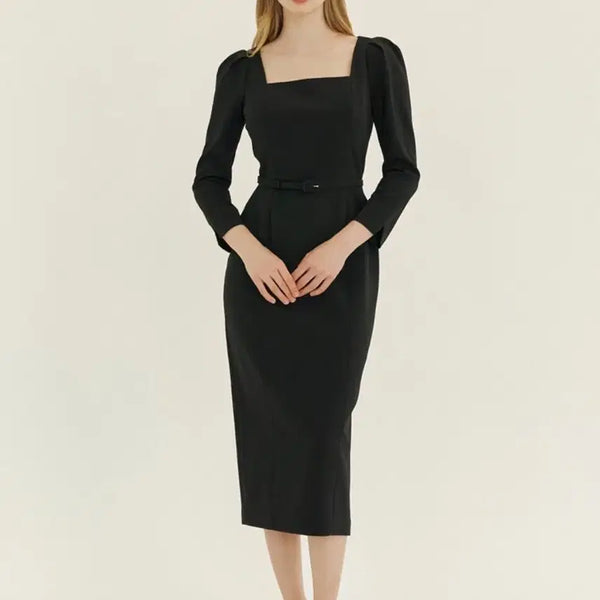[BUNJANG] Le ROMANG Square-neck Slim Dress (Size 1) / 르로망 스퀘어넥 원피스 Square-neck Slim Dress(LL)