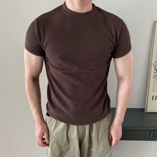 [BUNJANG] Men's Hacci Muscle Fit Short Sleeve Knit / 남자 하찌 머슬핏 반팔 니트
