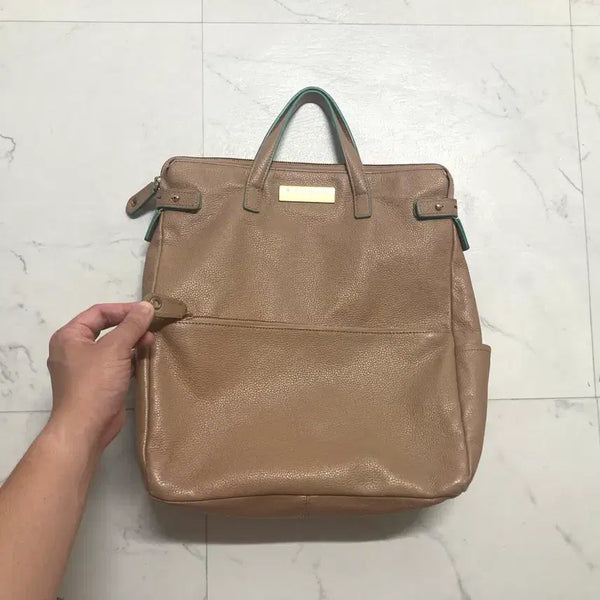[BUNJANG] Sisley Cowhide Backpack Beige Apricot / 시슬리 13/14시즌 소가죽 백팩