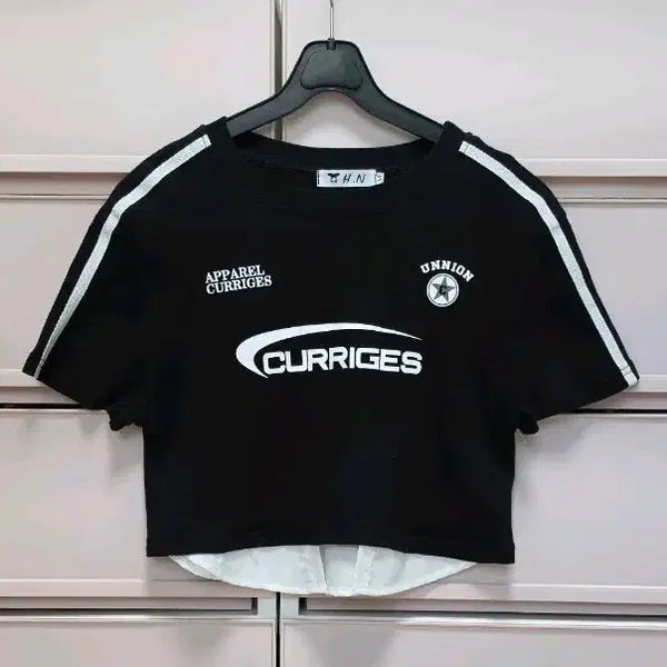 [BUNJANG] Y2K Layered Crop Top Shirt / Y2K 셔츠 레이어드 크롭티 새상품