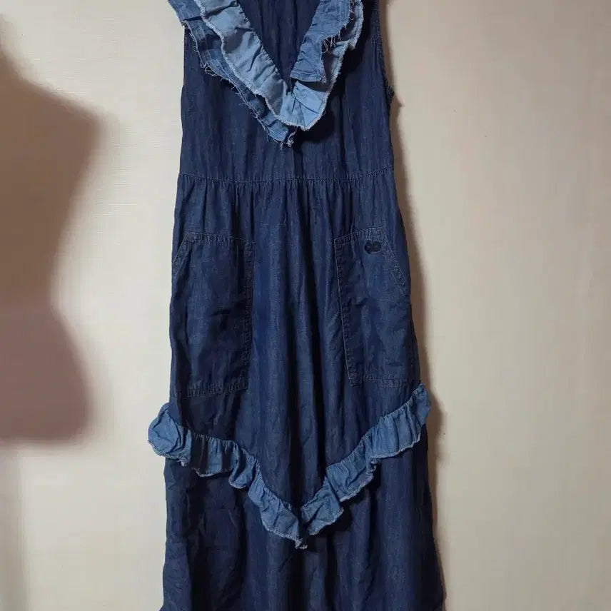[BUNJANG] Lucky Chouette Denim Frill Dress / 럭키슈에뜨 데님 프릴 원피스