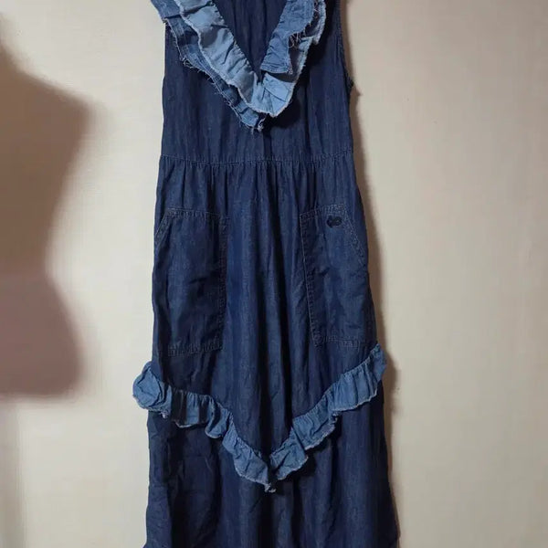 [BUNJANG] Lucky Chouette Denim Frill Dress / 럭키슈에뜨 데님 프릴 원피스