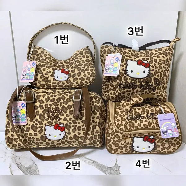 [BUNJANG] Sanrio Hello Kitty Leopard Pattern Mini Bag, Boston Bag, Tote Bag, Pouch / 산리오 헬로키티 레오파드 호피 패턴 가방 4종