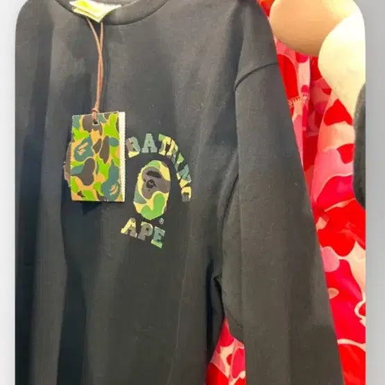 [BUNJANG] BAPE Camo Logo Sweatshirt Black S / 베이프 카모 로고 맨투맨 블랙 s
