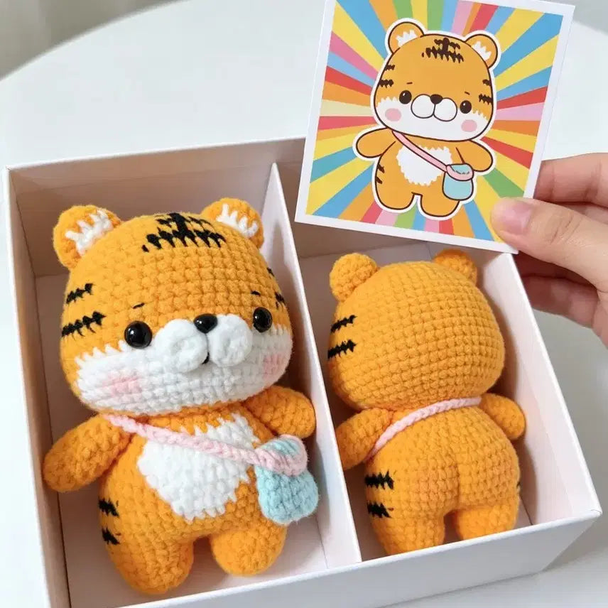 [BUNJANG] Handmade Knitted Tiger Keychain Bag Charm / 손뜨개 귀여운 호랑이 뜨개 인형 키링 가방고리 핸드메이드