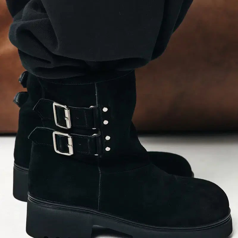 [BUNJANG] Dainiet Teddy Bear Buckle Boots Black Suede 240 / 다이닛 테디베어 버클부츠 블랙(스웨이드) 240