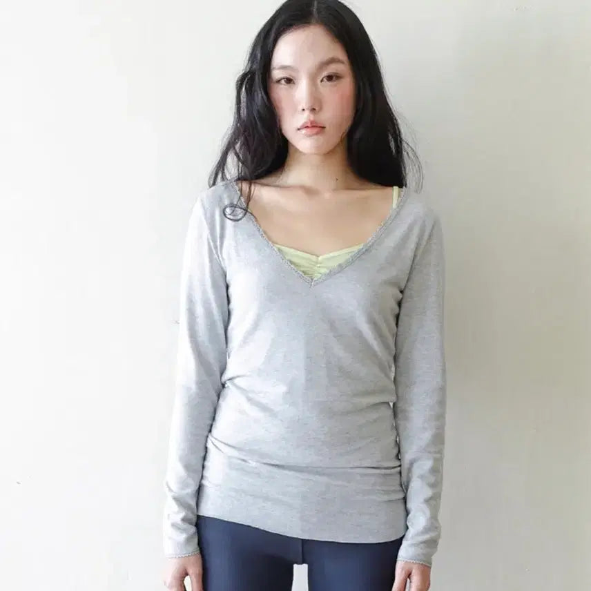 [BUNJANG] Shopfairy Iris Long Top Grey / 샵페어리 iris long top grey 아이리스 롱탑 멜란지 그레이