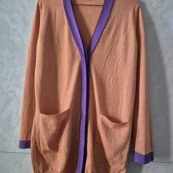 [BUNJANG] Lanvin Collection Color Block Cardigan / 랑방 컬렉션 오렌지 퍼플 배색 가디건