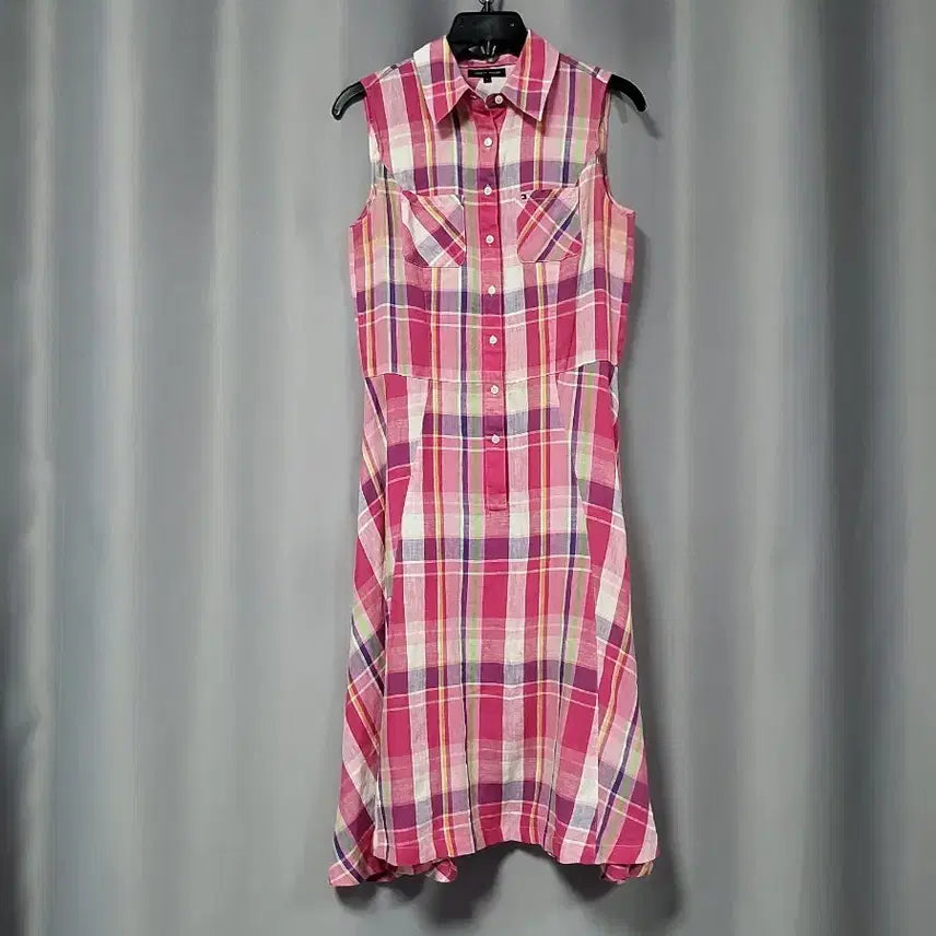 [BUNJANG] Tommy Hilfiger Linen Check Dress / 타미힐피거 린넨 체크 원피스
