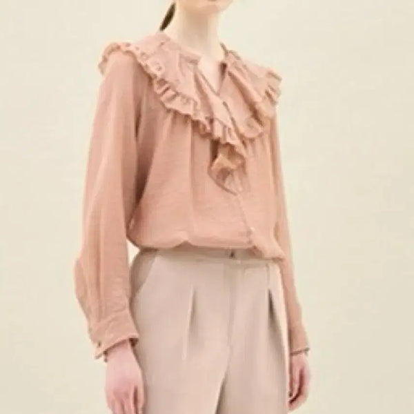 [BUNJANG] The Handsome Rose Collar Ruffle Blouse / 한섬 로즈칼라 러플 블라우스 82